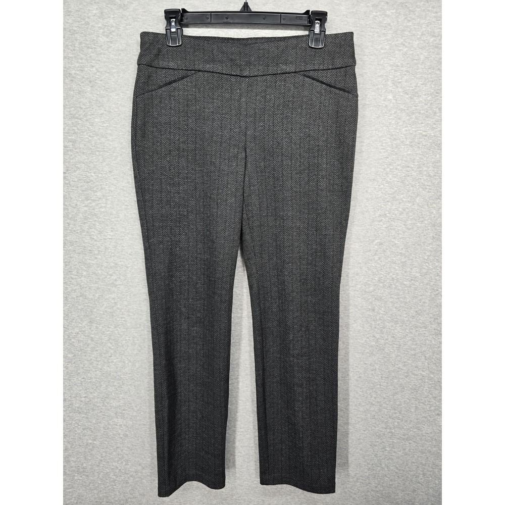 Charter Club Petite Pants 10P Gray Herringbone Tummy Control Classic Straight